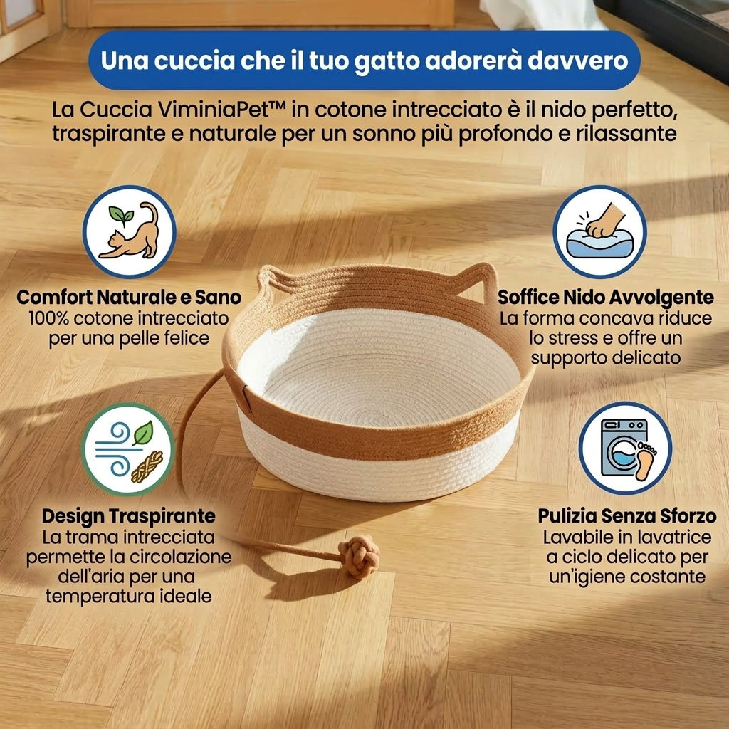ViminiaPet™ Cesta Tana | Cuccia in Corda Naturale per Gatti